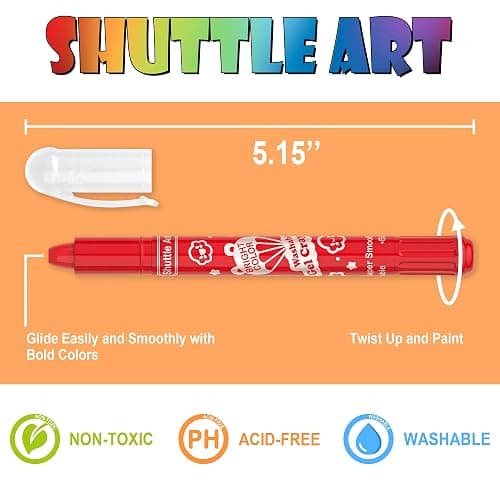 Shuttle Art 24 Colors Gel Crayons for Toddlers, Non-Toxic Crayons Set for Kids Children Coloring, Crayon-Pastel-Watercolor Effect, Ideal for Paper thumbnail 5