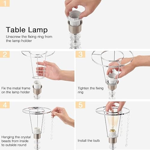 Acaxin Crystal Table Lamps for Bedroom Nightstand - Touch Bedside Lamps with Two USB Charging Ports Silver, 3 Way Dimmable Small Glam Lamp for Girls, Night Stand Lamp for Living Room thumbnail 7