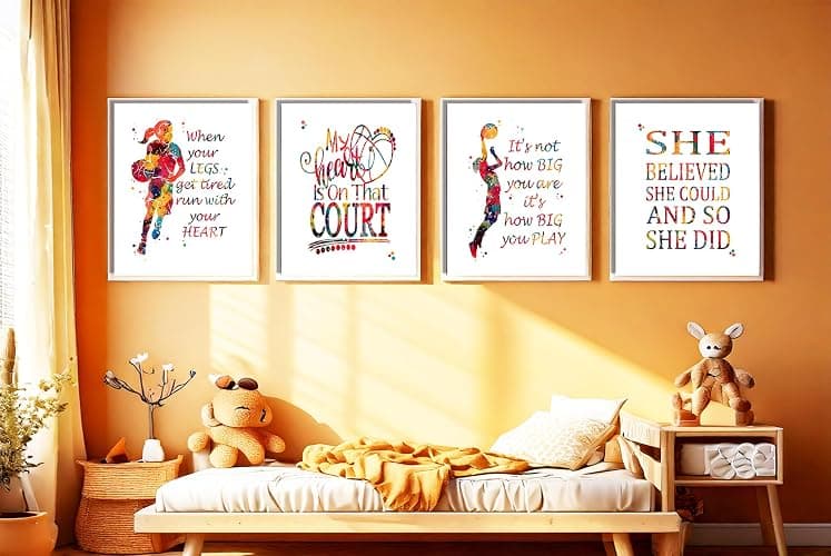 Watercolor Basketball Player Girl Athlete Illustration Art Print Set for Girl's Bedroom Motivation, Playroom Energy Boost, Locker Team Spirit, Young Hoopster Surprises, Aspiring Guard Tokens, Team Leader Honors, Coach Appreciation Gifts, Birthday Slam Dunk Markers - 8x10 Unframed Print Set thumbnail 3