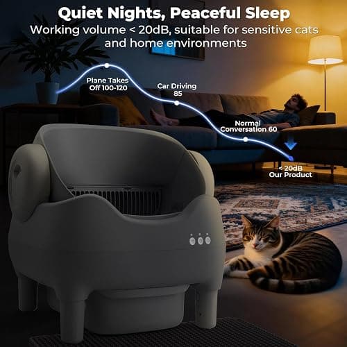 KITPLUS Self Cleaning Litter Box, Automatic Cat Litter Box with APP Control, Odor-Free Waste Disposal Includes Trash Bags, Large Waste Bin, Open-Top, for Multiple Cats thumbnail 5