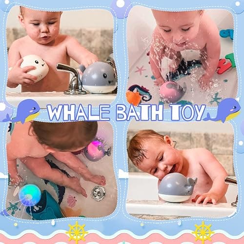 Gigilli Baby Bath Toys, Bath Toys for Kids Ages 1-3, 1 2 3 Year Boy Girl Gift Christmas Stocking Stuffers for Babies 6-12-18 Months Light Up Whale Bath Toy Sprinkler Toddler Birthday Bathtub Water Toy thumbnail 9