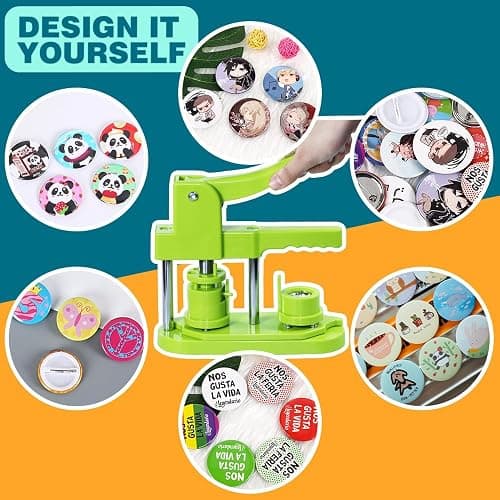 Happizza Button Maker Machine, (3rd Gen) Installation-Free 25mm(1 in) DIY Pin Button Maker Press Machine Kit, Badge Punch Press Machine with Free 500pcs Button Parts&Pictures&Circle Cutter&Magic Book thumbnail 5