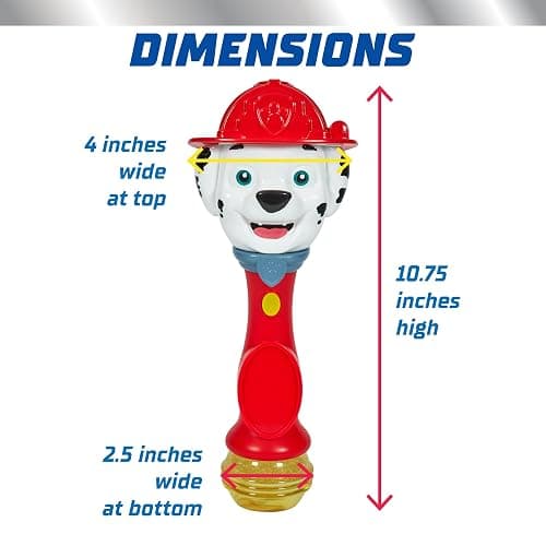 Little Kids Paw Patrol Marshall Light and Sound Musical Bubble Wand, Includes Bubble Solution thumbnail 2