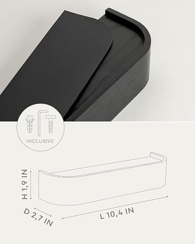 Kazai. Key Holder 'Toke' | Minimalist Key Hook Design from Berlin | Modern Key Holder Wall Mount with Wooden Shelf | Key Rack for Wall as Entryway Organizer | Oak, Black thumbnail 2