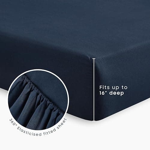 Wake In Cloud - Striped Comforter Set with Sheets, Ticking Stripe Vertical Pinstripe Neutral Farmhouse Pattern Printed, 5 Pieces Bed in a Bag, Navy Blue White, Twin Size thumbnail 2