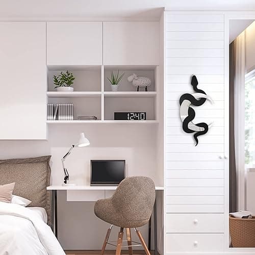 Weysat Black Snake and Crescent Moon Mirror Gothic Wall Decor Gothic Snake Decor Boho Hanging Mirrors Home Decorative Wall Art for Living Room Bathroom Bedroom Hallway thumbnail 6