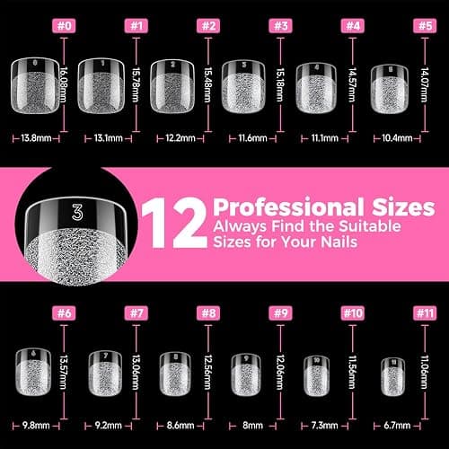 UNA GELLA 312Pcs Extra Short Squoval Nail Tips, Square Pre-Etched Half Matte Soft Gel Nail Tips Square Full Cover, No File Needed Clear Squoval Acrylic False Nails for DIY Nail Art Extension 12 Sizes thumbnail 7