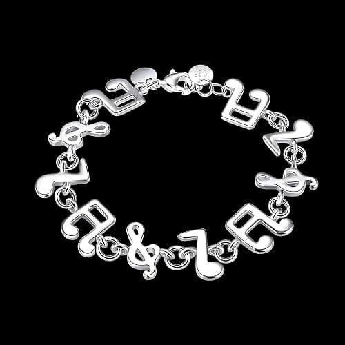 Suonie Funny Silver Jewelry Gift For Musician Women,S925 Silver Music Notes For Daughter Sisters Friends Lover Colleague Birthday Christmas Fashion Bracelet thumbnail 3