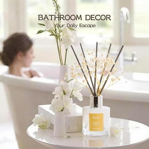 Airkeep Reed Diffuser Set,3.38 fl oz (100 ml) - Coconut Vanilla Oil Diffusers with 8 Reed Sticks, Home Fragrance Reed Diffuser for Bathroom Shelf Decor thumbnail 5