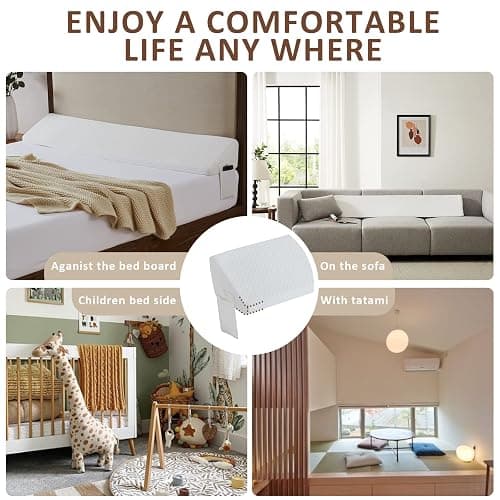 Homemate King Size（76"x10"x6"） Bed Wedge Pillow for Headboard - Bed Gap Filler(0-8") - Triangle Bloster Pillow Wedge - White thumbnail 7