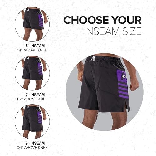 MMA Shorts for Men & Women - BJJ, No-Gi Jiu Jitsu, Grappling Sports - 5" 7" 9" thumbnail 4