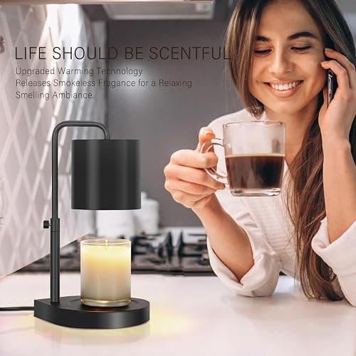 zukakii Candle Warmer Lamp Adjustable Height Dimmable with Timer Large Jar Candles Compatible - No Flame Scented Wax Warmer with 2 Bulbs - Mothers Day Gift - Black thumbnail 2