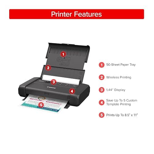 Canon PIXMA TR160 Wireless Portable Lightweight Compact Printer, 50-Sheet Paper Tray and 1.44" Display - Print On-The-Go thumbnail 4