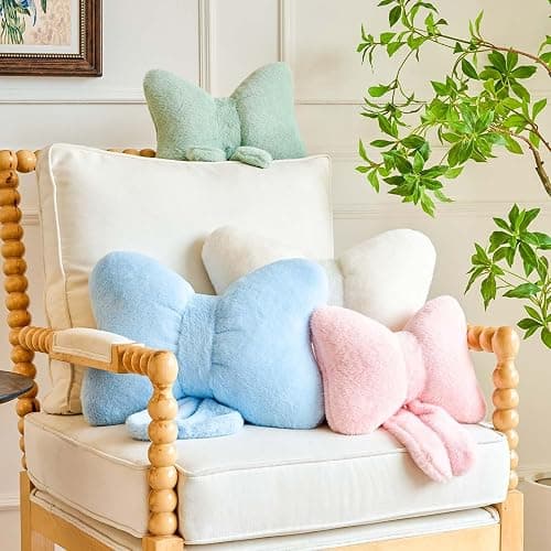 Lfsaaj Bowknot Pillow Pink Cute Bow Decorative Throw Pillows 12" Aesthetic Home Decor Bow Cushions Butterfly Knot Plush Pillow for Bedroom Couch thumbnail 4