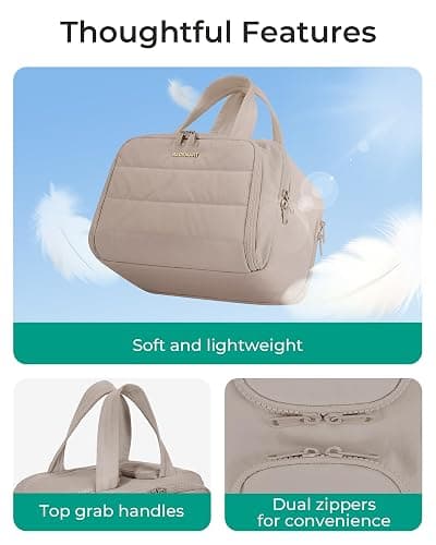 BAGSMART Travel Toiletry Bag, Crush Toiletry Bag for Women, Wide-open Puffy Toiletry Bags for Traveling, Large Travel Cosmetic Makeup Bag Organizer for Accessories,Toiletrie, Grayish Brown thumbnail 6