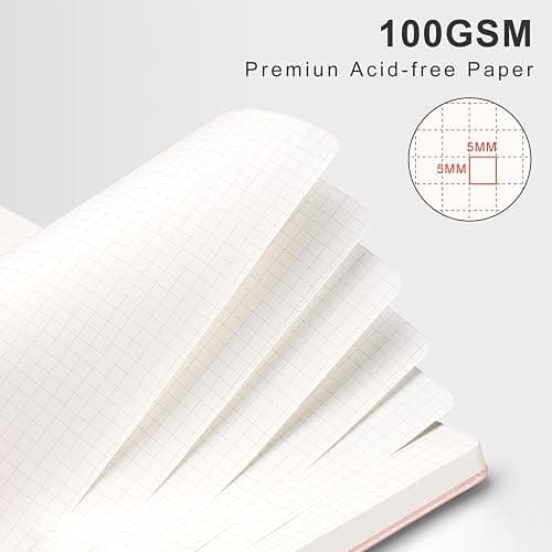 AHGXG Graph Paper Notebook - Spiral Notebook 8.5" x 11", A4 Large Hardcover Leather Journal Grid Notebook, 100 GSM Thick Graph Paper,Journals for School Writing Graphing Engineering Math, Rose Gold - Rose Gold - A4 thumbnail 4