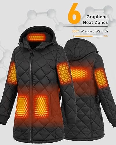 Wulcea Graphene Heated Jacket For Women 12V 18400mAh Fast Charge Large Capacity Battery thumbnail 4