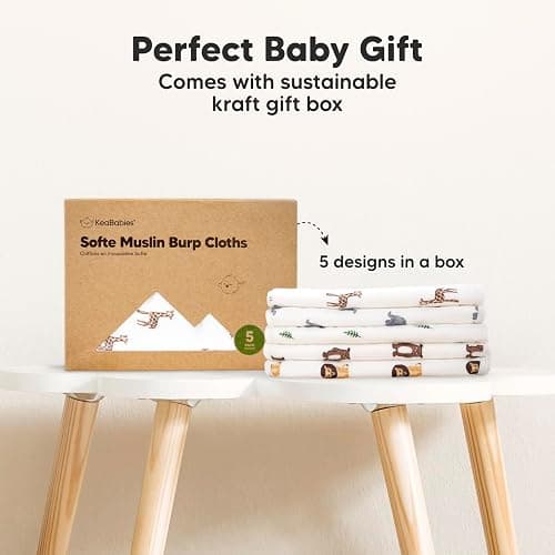 5-Pack Muslin Burp Cloths Baby Boy, Girl - Very Absorbent Baby Burp Cloth Rags, 8-Layers Viscose Derived from Bamboo Cotton Muslin Towel, Super Soft Spit Up Rags, No Shrink Washcloths (Hills) thumbnail 9