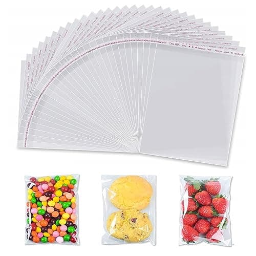 Henyall 300PCS Clear Cellophane Bags (3.5x5.9 Inch) - Self-Adhesive Sealable Plastic Bags,Small Cellophane Bags for Cookies, Candies, Jewelry, Soap, Chocolates & Gift Cards - Image 1