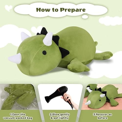 Finebee Weighted Dinosaur Stuffed Animals, Cute Weighted Dino Plush, Soft Stuffed Weighted Plushie Pillow Gifts for Girls Boys(23.6" 3.1Lbs) thumbnail 6