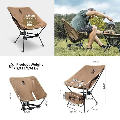ONETIGRIS Tigerblade Camping Chair, Lightweight Folding Backpacking Hiking Chair, Compact Portable 330 lbs Capacity thumbnail 3