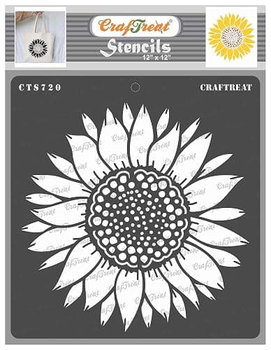 CrafTreat Reusable Sunflower Stencils for Painting on Wood Vintage - Sunflower Stencil - Size: 12X12 Inches - Floral Stencils for Painting on Canvas - Flower Stencils for Painting on Wood - Image 1