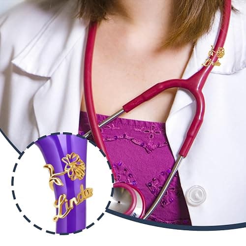 UHOT Personalized Stethoscope Name Tag - Custom Stethoscope Charms Engraved ID Charm Metal Accessories for Nurse, Doctor, RN, NP, Medical Assistant Perfect Graduation Nurse Week Gift (Flower) thumbnail 6