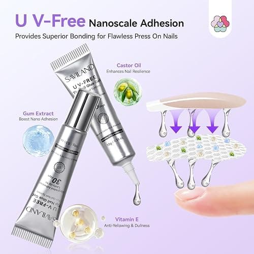 SAVILAND Semi Solid Nail Glue No U V Light Needed: 20g Super Strong Gel Nail Glue for Press Ons 30-Day Long Lasting Quick Drying False Nail Glue Gel Adhesive Rich in Castor Oil Vitamin E thumbnail 3