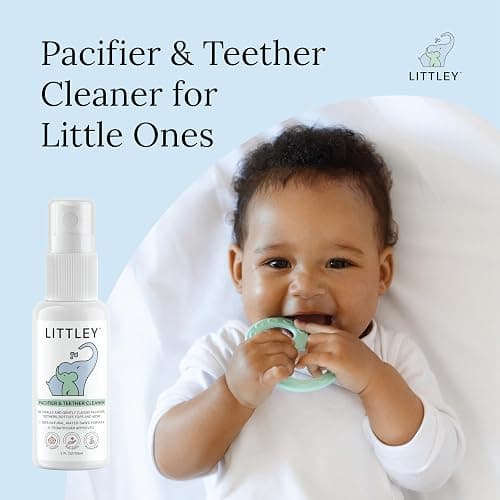 Think Smarter Products Littley Pacifier & Teether Cleaner with Hypochlorous Acid, Non-Toxic & Alcohol-Free, Gentle Formula for Cleaning Baby & Toddler Essentials, 8oz Spray Bottle thumbnail 2