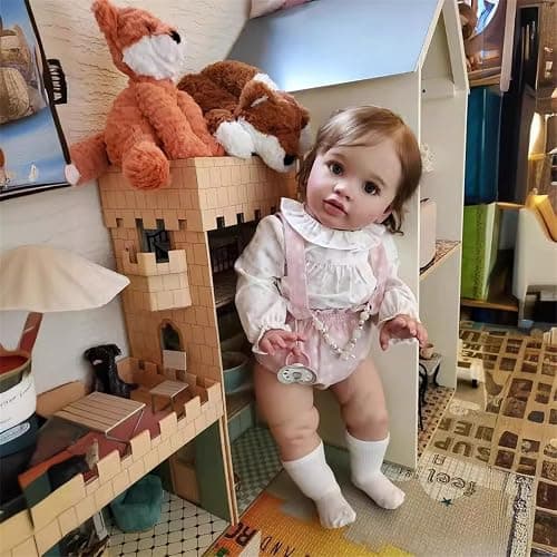 GYCV Lifelike Reborn Toddler Dolls Girl 26 Inch Realistic Baby Dolls Big Size Reborn Doll Weighted Cltoh Body Real Life Baby Dolls that Look Real Silicone Vinyl Baby Doll with Feeding Set for Kids thumbnail 4