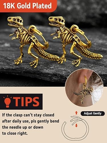 FaithHeart Viking Animals Huggie Hoop Earrings for Men, Gothic Dragon/Snake/Dinosaur/Wolf Earrings Stainless Steel Hypoallergenic Lightweight Stud Earrings Mens Punk Rock Jewelry Gift thumbnail 5