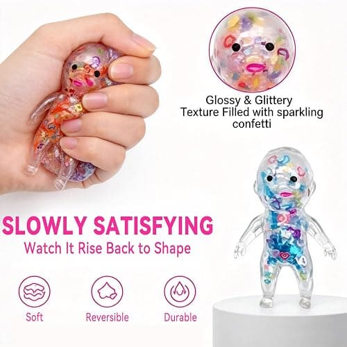 12pcs Baby Squishies Glittery, Mini Squishies Babies Dancing, Squeeze Toys and Moldable Slow Rise Relaxing Sensory Fidget Stress Toy, Ideal for Birthday Gifts, Party Favors, Classroom Prizes thumbnail 5