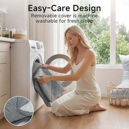 BEDELITE Cooling Body Pillow for Adults, Creative Ultra Soft Cool-Touch Quilted Nylon-Spandex Body Pillow Cover, Adjustable Memory Foam Long Pillow for Side Sleepers, Pregnancy & Back Pain(Light Grey) thumbnail 7