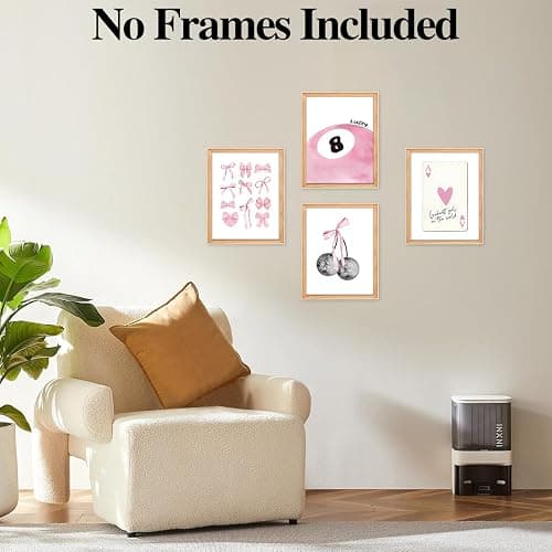 Cumnvulnt 4 Pcs Pink Wall Art, Coquette Room Decor Wall Prints Aesthetic, Preppy Pink Bows Posters for Girly College Apartment Decoration (8x10in, Unframed) thumbnail 6