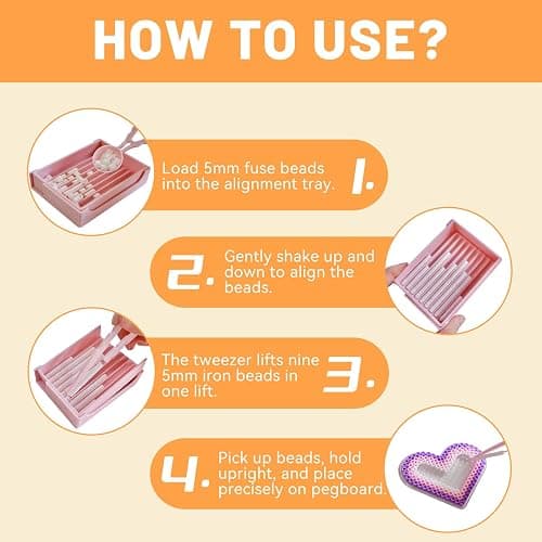 Kculswin 5mm Fuse Bead Single Needle Tweezer & Aligner Tray Kit, Efficient Iron Bead Sorting Tools with Effortless Beads Recovery for Experienced Enthusiasts (for Adult) thumbnail 7