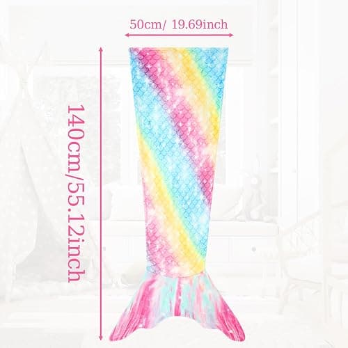 Rediar Mermaid Tail Blanket for Girls Soft Flannel Snuggle Kids Wearable Blanket Birthday Gift (55" X 20") thumbnail 3