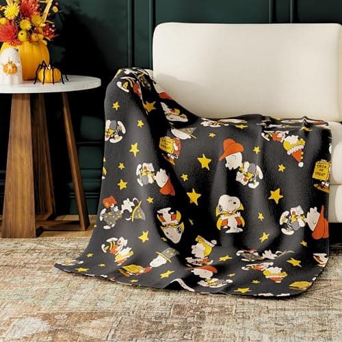 Peanuts Snoopy Cozy Throw 46 in x 60 in β Soft Cozy Plush for Couch, Bed & Travel, Halloween Snoopy & Charlie Brown Design (Officially Licensed Product) by Franco Collectibles - Image 1