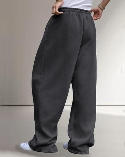 Tooprvix Men's Baggy Sweatpants Heavyweight Fleece Wide Leg Drawstring Sweat Pants,Casual Lounge Joggers with Pockets Slacks thumbnail 5