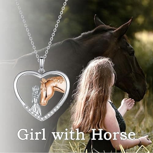 GULICX Horse Gifts for Teen Girl Women, Girl with Horse Necklace Heart Pendant Jewelry Gifts for Horse Lover Daughter Granddaughter Niece thumbnail 7