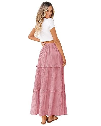 BTFBM Women's Long Summer Skirt 2025 Elegant High Waist Cocktail Party Wedding Guest Dress Flared A-Line Midi Skirts thumbnail 2