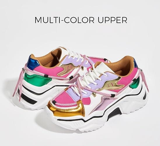 LUCKY STEP Women's Platform Colorful Fashion Sneakers Retro Colorblock Stylish Cute Chunky Dad Walking Shoes thumbnail 4