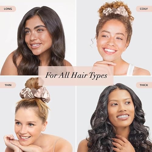 Kitsch Satin Scrunchies for Women - No Crease Hair Ties for Girls | Big Scrunchies for All Hair Types and Textures, Perfect for Day or Night | Ideal Gifts for Women - 2 Pcs, Charcoal and Gold thumbnail 6