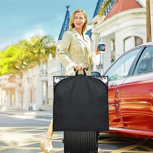 54" Garment Bags for Travel and Storage, Travel Suit Bags for Men Women with 2 Clear Pockets, Storage bags for Clothes, Suits, Dress, Shirts, Coats (Black) thumbnail 7