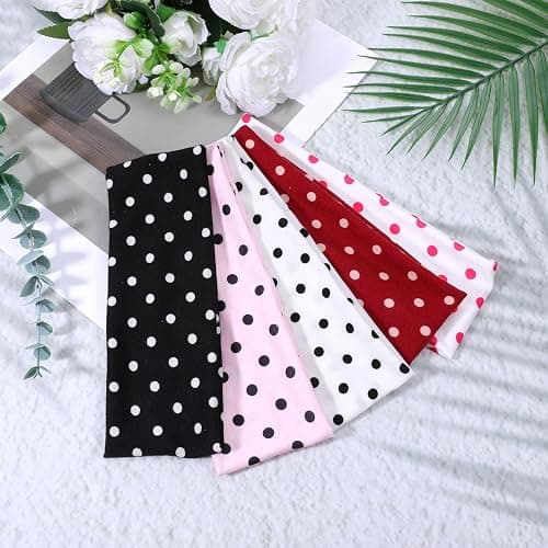 Josojoou 5Pcs Polka Dot Headband Soft Non Slip Headbands Fashion Elastic Wide Headband Yoga Workout Hair Accessories for Women Girls Cosplay Party Hair Styling Decor thumbnail 7