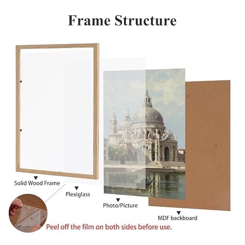 LYYYXGYP 8x10 Wood Picture Frame Set of 6 Wooden Photo Frame Natural Solid Oak Wood Grain Beige Frame with glass for Wall Hanging and Tabletop Display thumbnail 4