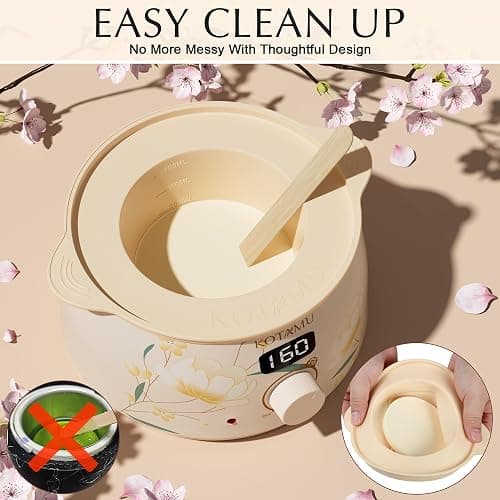 KOTAMU Waxing Kit for Women & Men, Wax Warmer for Hair Removal, Digital Wax Kit with Silicone Pot，Ideal for Face Eyebrow Arm Legs Armpit &Sensitive Skin, Bloomy Waxing Machine for Home Salon Use thumbnail 6