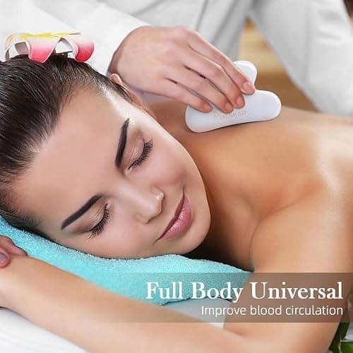 BESKAR Gua Sha Facial Tools, Natural Jade Stone Guasha Massager for Jawline Sculpting, Tighten Face Skin and Reduce Wrinkles, Face Eyes Body Neck Massage Tool, Skin Care Gift thumbnail 5