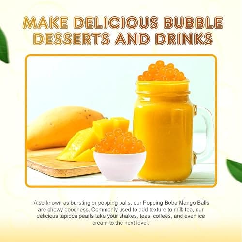 Fanale Mango Popping Boba Pearls for Bubble Tea and Drinks, 1 Pound | Bursting Boba Pearls for Smoothies, Ice Cream, Frozen Yogurt & Desserts, Vegan, Non-GMO, Gluten-Free & Fat-Free Topping thumbnail 7