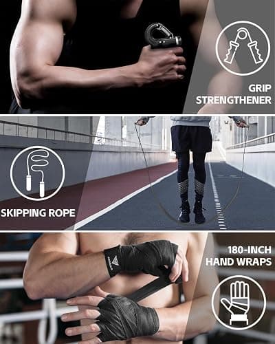 ASBRAVO Punching Bag for Adults, 4ft PU Heavy Boxing Bag Set 12OZ Gloves for MMA Muay Thai Kickboxing Training Home Gym, Martial Art (Unfilled) thumbnail 6