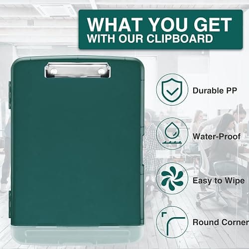 Sooez Clipboards with Storage, High Capacity Clip Boards 8.5x11 with Storage, Heavy Duty Nursing Clipboard Folder, Plastic Clipboard with Pen Holder for Women Teachers Work, School & Office Supplies thumbnail 4